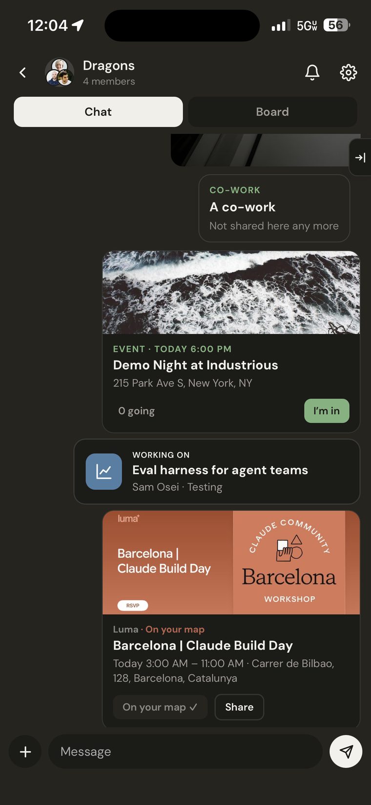 A group chat with a sidebar and a poll