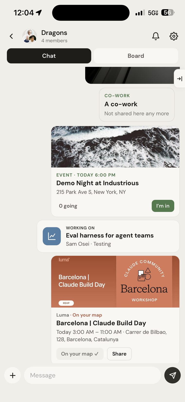 A group chat with a sidebar and a poll